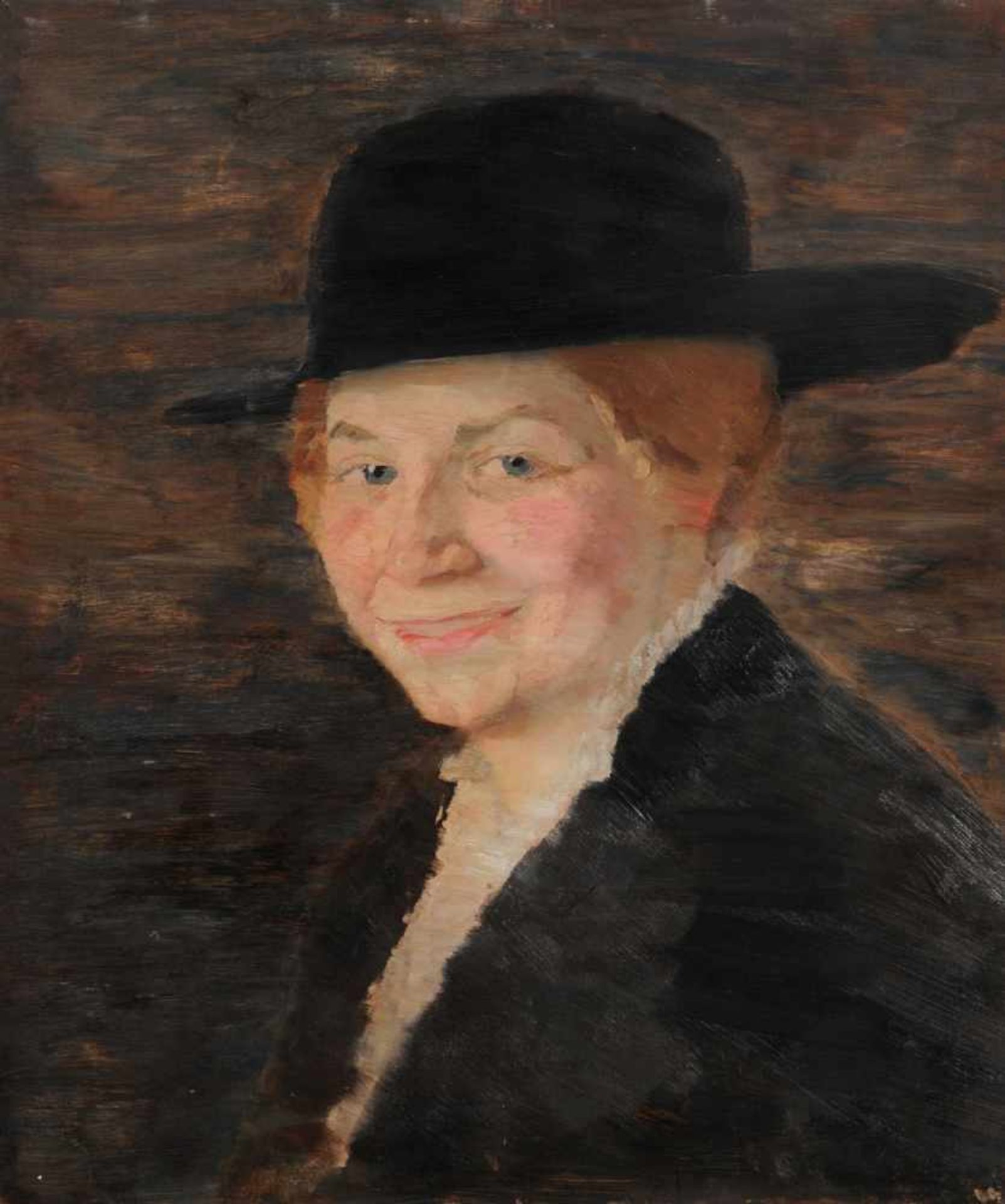 Otto Gussmann, Bildnis einer Dame mit Hut. 1920er Jahre.Otto Gussmann 1869 Wachbach  1926 DresdenÖl