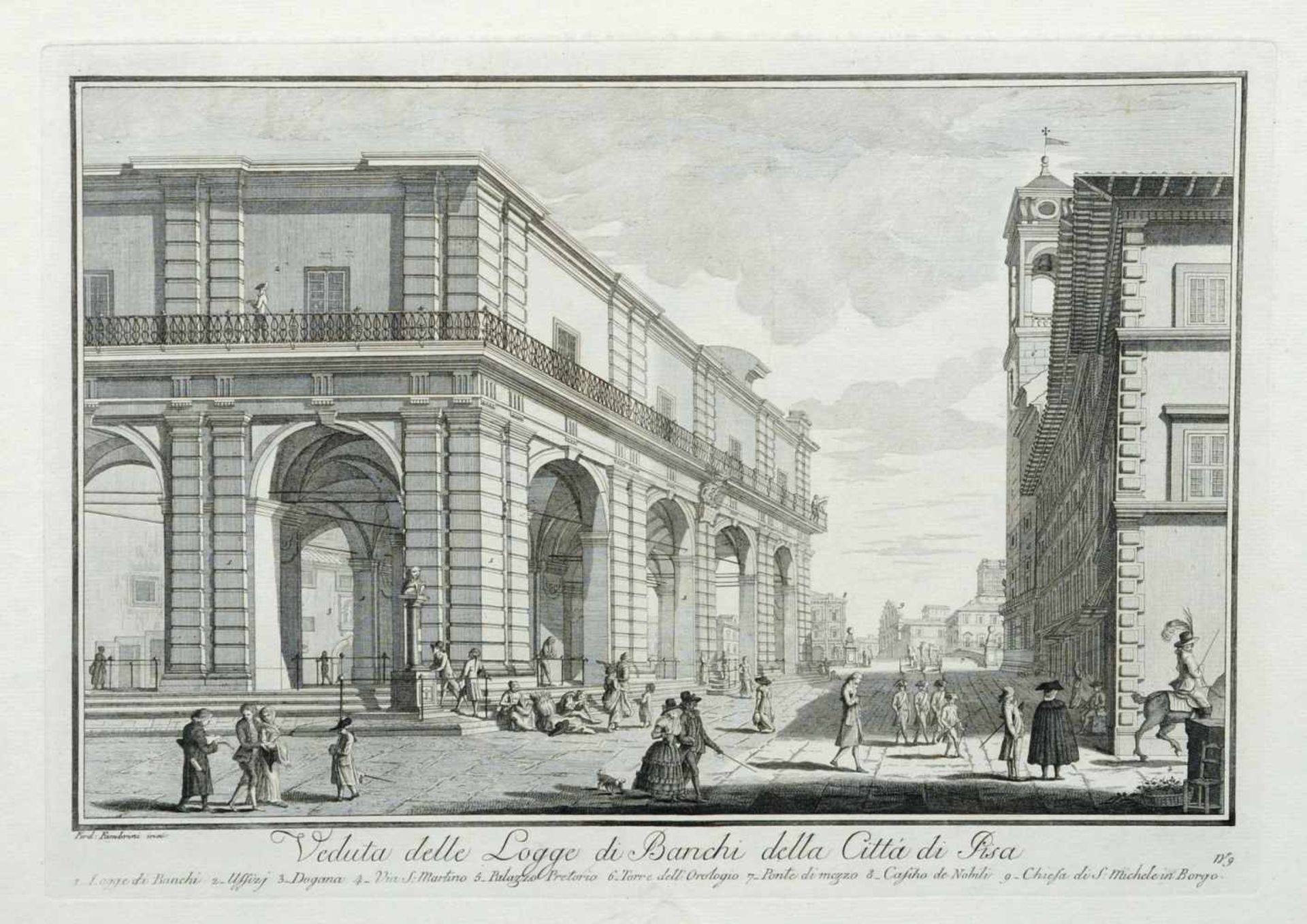 Ferdinando Fambrini, Zwölf Ansichten von Pisa. 1788.Ferdinando Fambrini Erste Erw. 1764  letzte - Bild 9 aus 12
