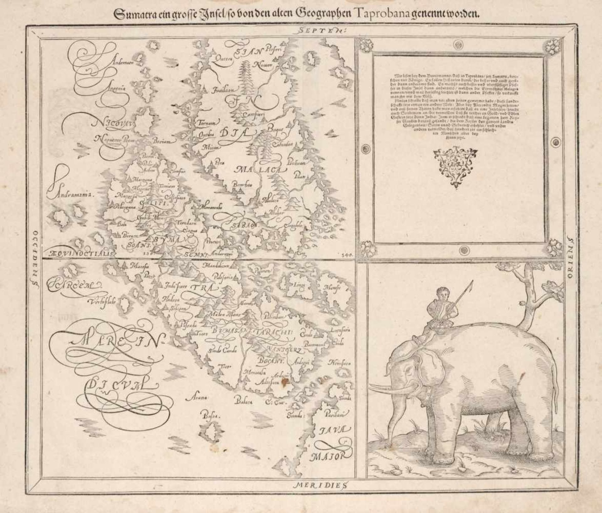 Sebastian Münster "Sumatra ein grosse Insel / so von den alten Geographen Taprobana genennet