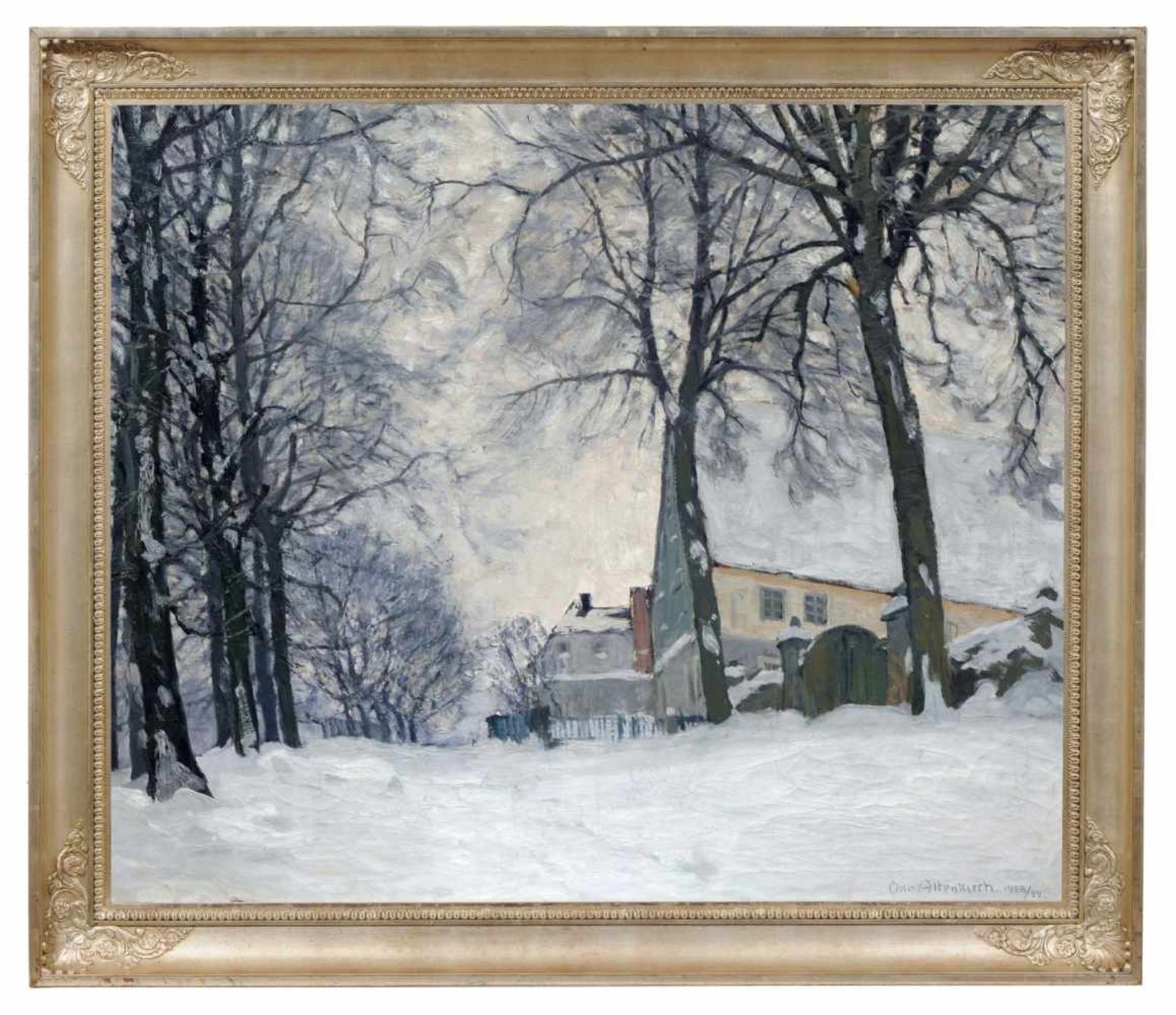 Otto Altenkirch "Bauernhof in Breitenbach im Schnee" (Gelbrichs Gut und Ralles Schmiede). 1928/ - Bild 3 aus 3