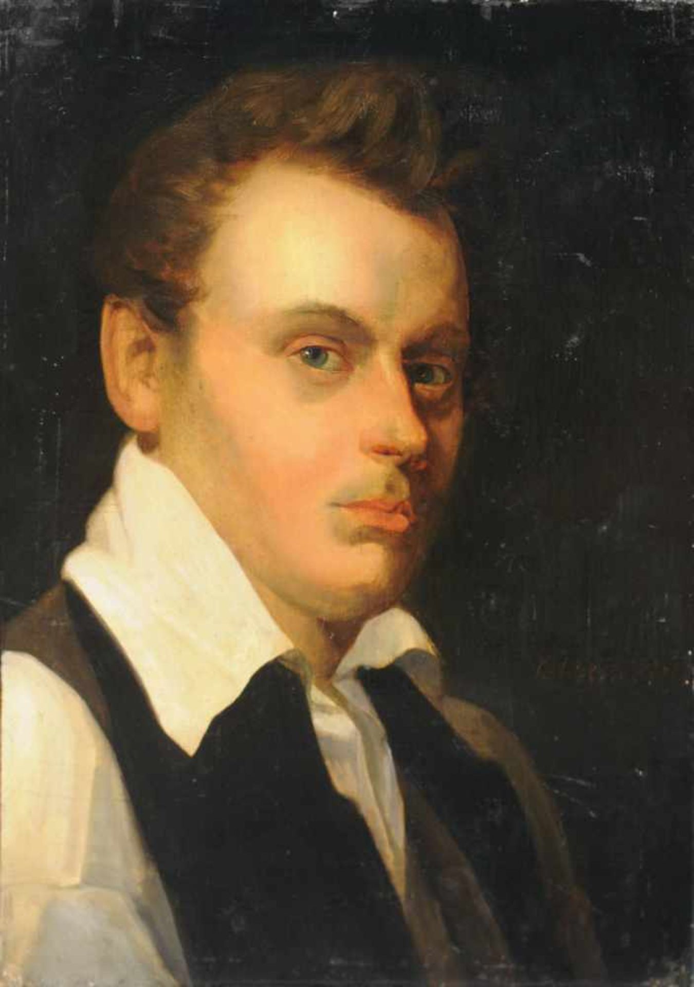K. Weber, Porträt eines Herren. 1830.K. Weber 19. Jh.Öl auf Holz, verso parkettiert. Signiert "K.