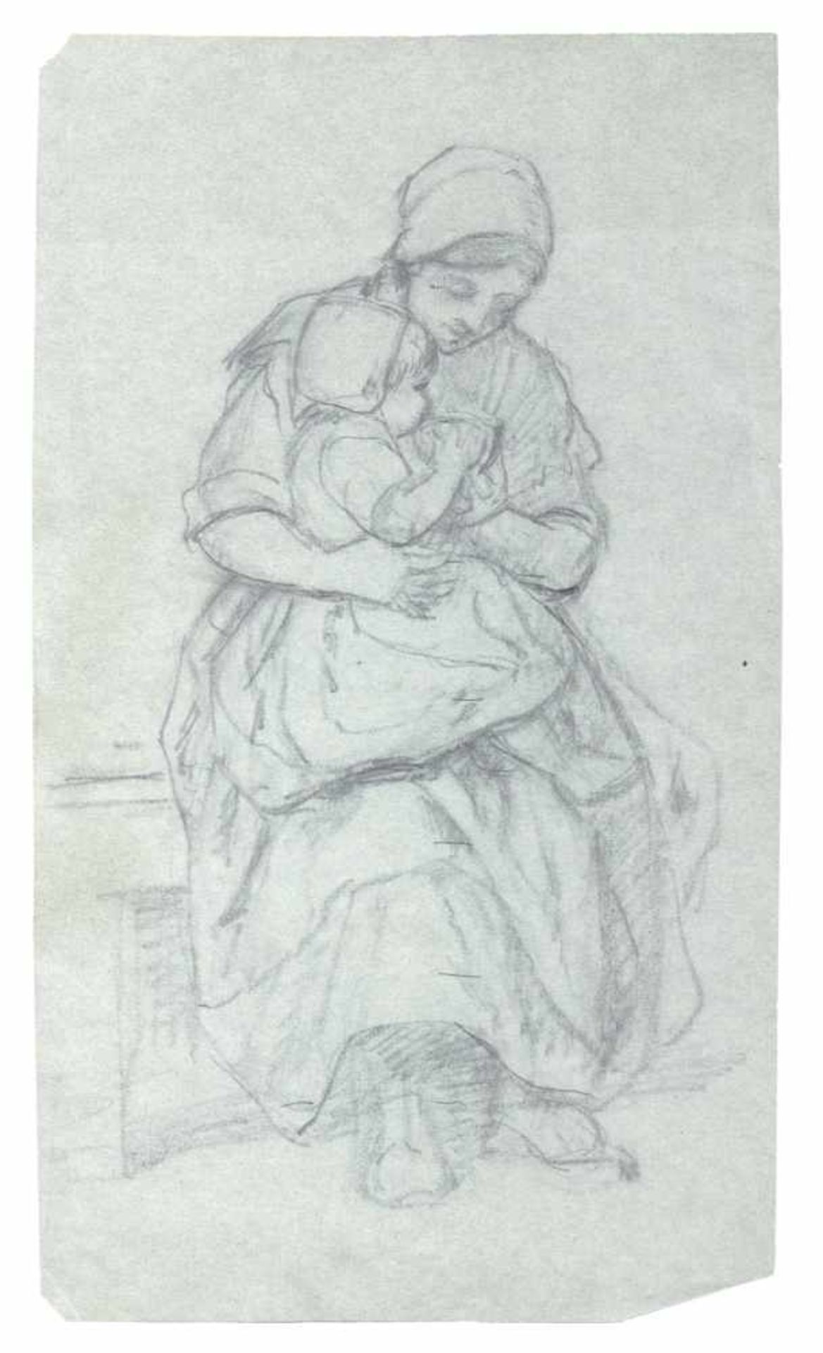 Jean François Millet (in der Art von.), Mutter mit Kind. 3. Viertel 19. Jh.Jean François Millet 1814