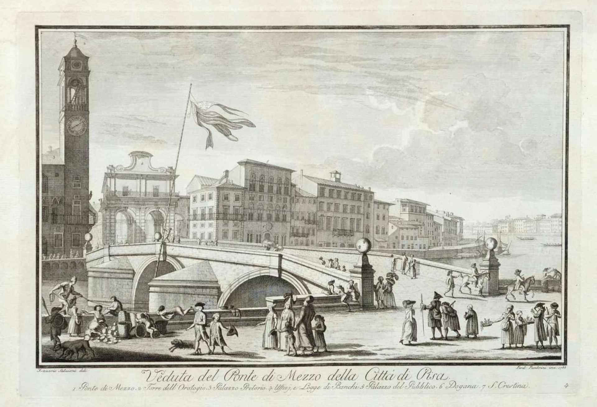 Ferdinando Fambrini, Zwölf Ansichten von Pisa. 1788.Ferdinando Fambrini Erste Erw. 1764  letzte - Bild 4 aus 12