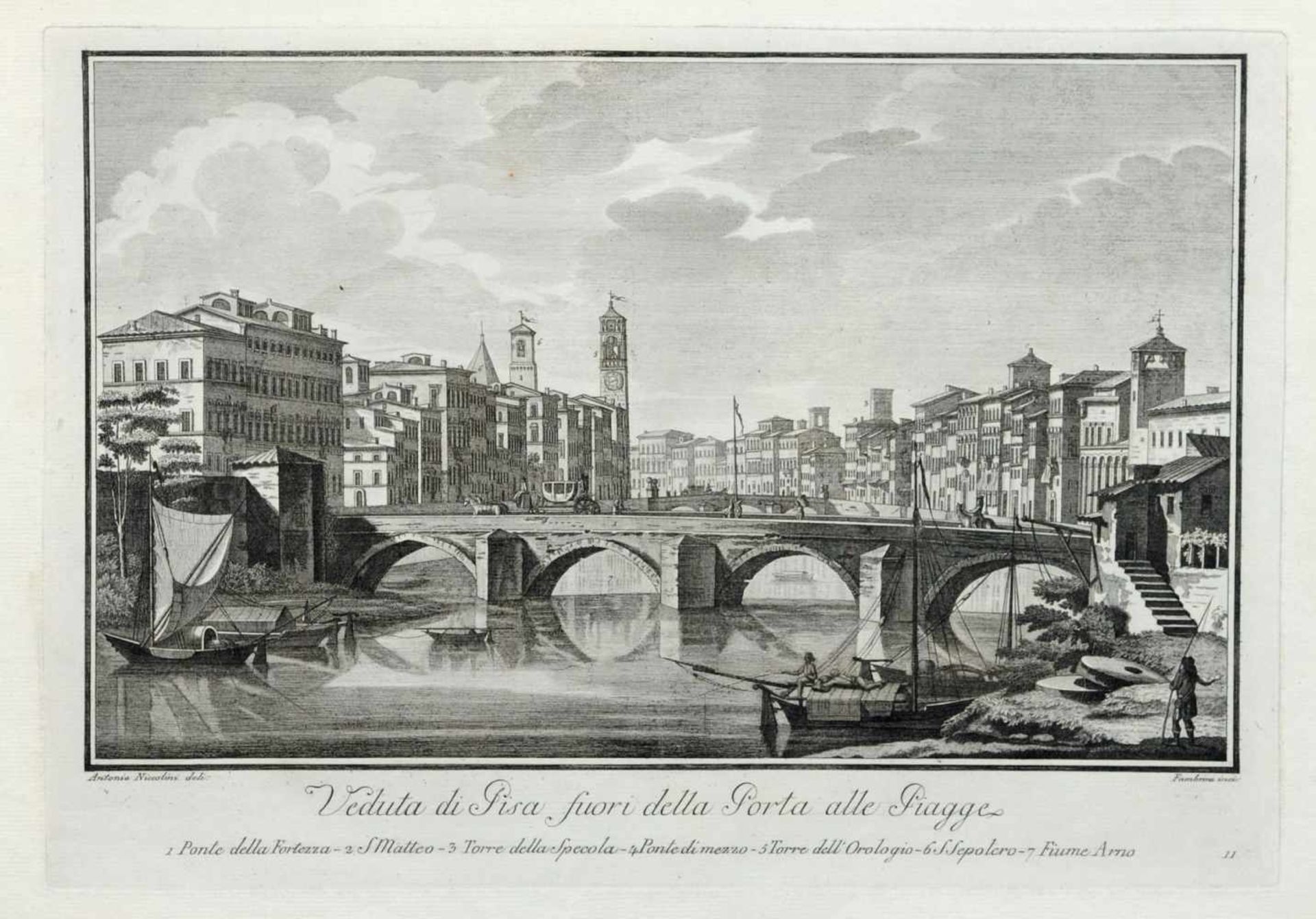 Ferdinando Fambrini, Zwölf Ansichten von Pisa. 1788.Ferdinando Fambrini Erste Erw. 1764  letzte - Bild 11 aus 12