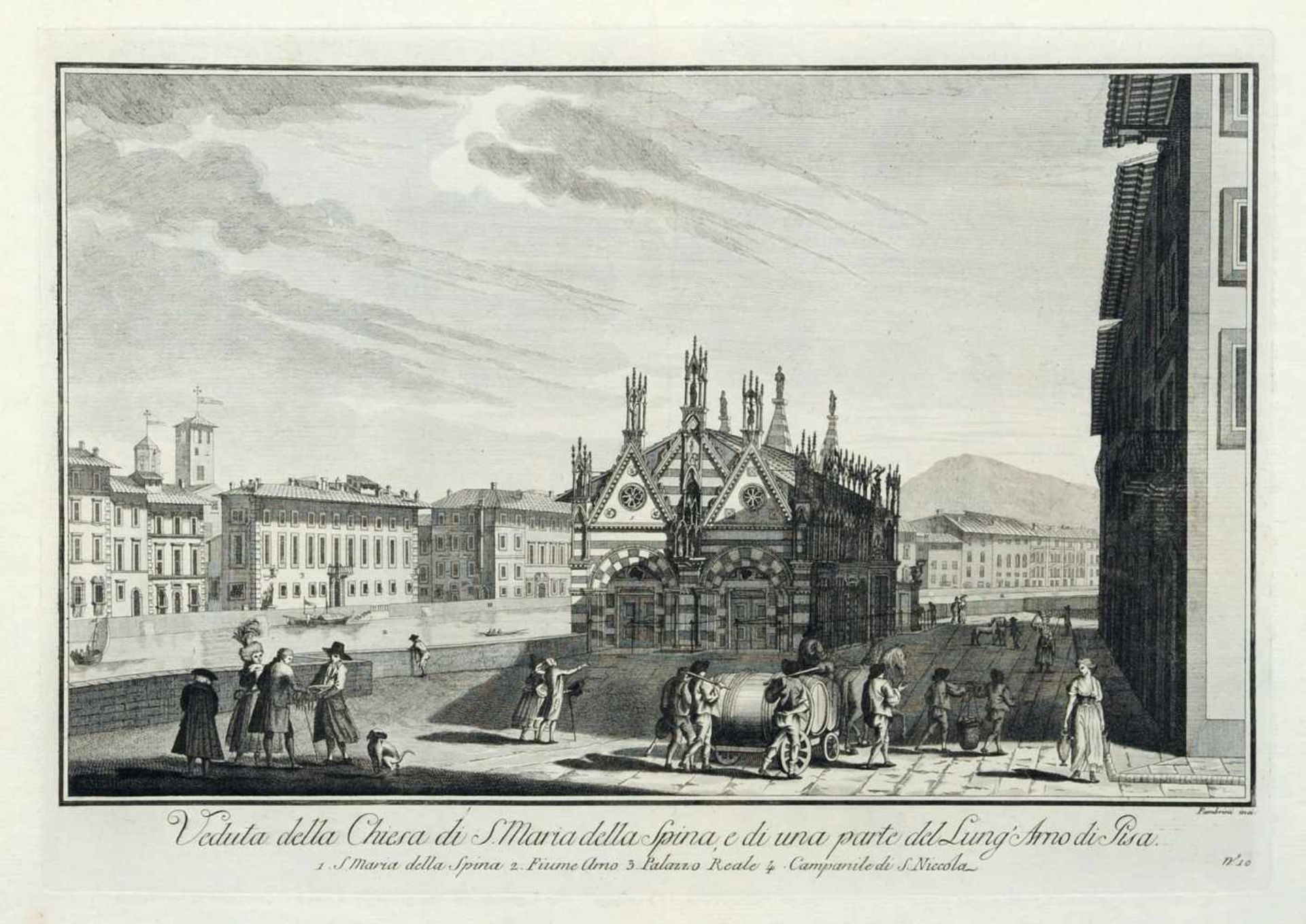 Ferdinando Fambrini, Zwölf Ansichten von Pisa. 1788.Ferdinando Fambrini Erste Erw. 1764  letzte - Bild 10 aus 12
