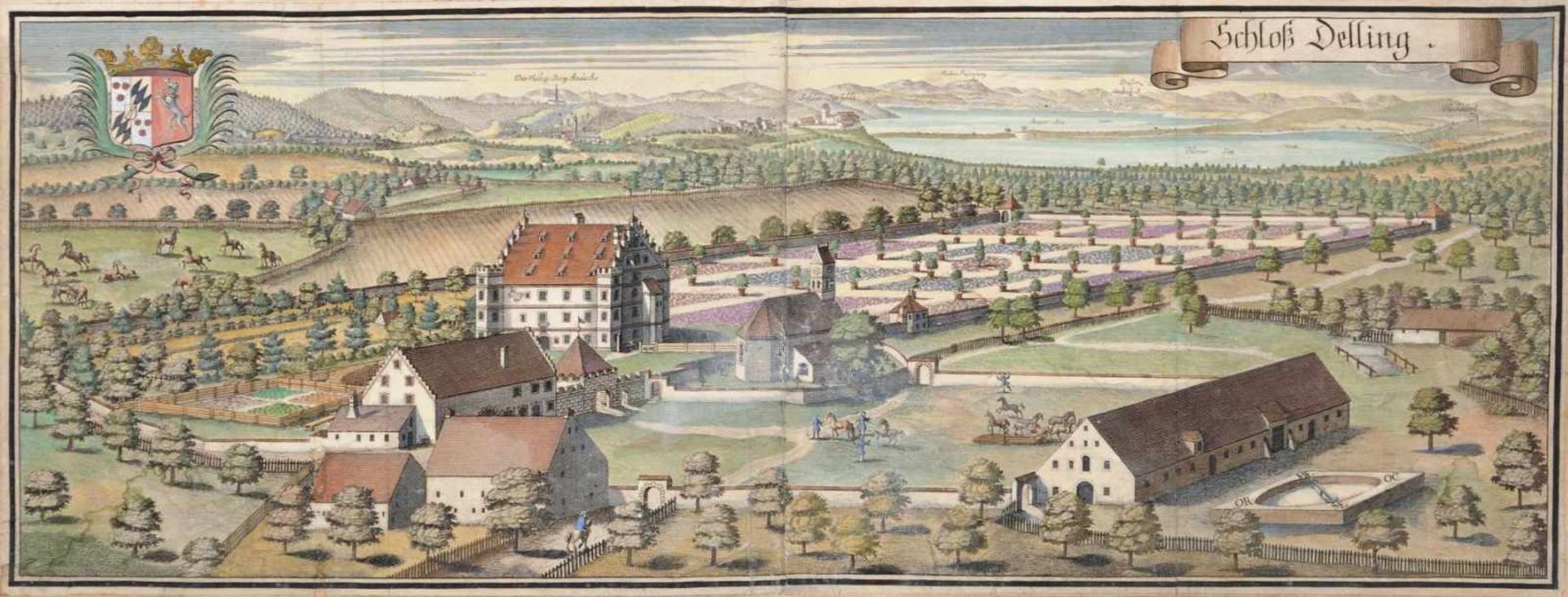 Michael Wening "Schloss Delling". Um 1700.Michael Wening 1645 Nürnberg  1718 MünchenKupferstich,