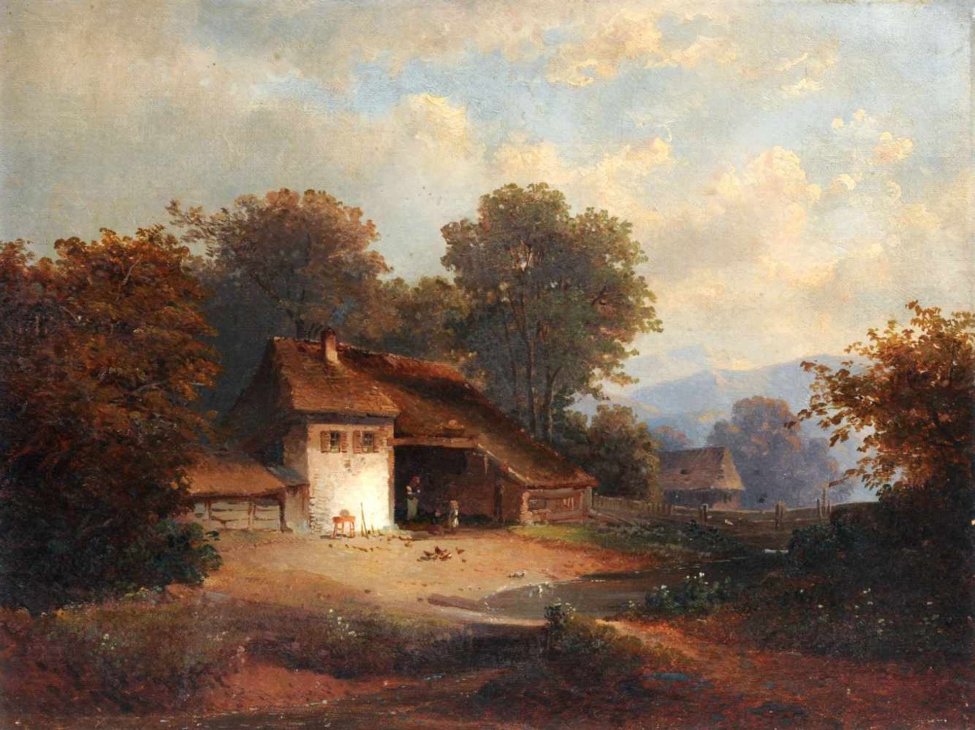 Wilhelm Heinrich Schneider, Landschaft mit kleinem Gehöft (links). 2. H. 19. Jh.Wilhelm Heinrich