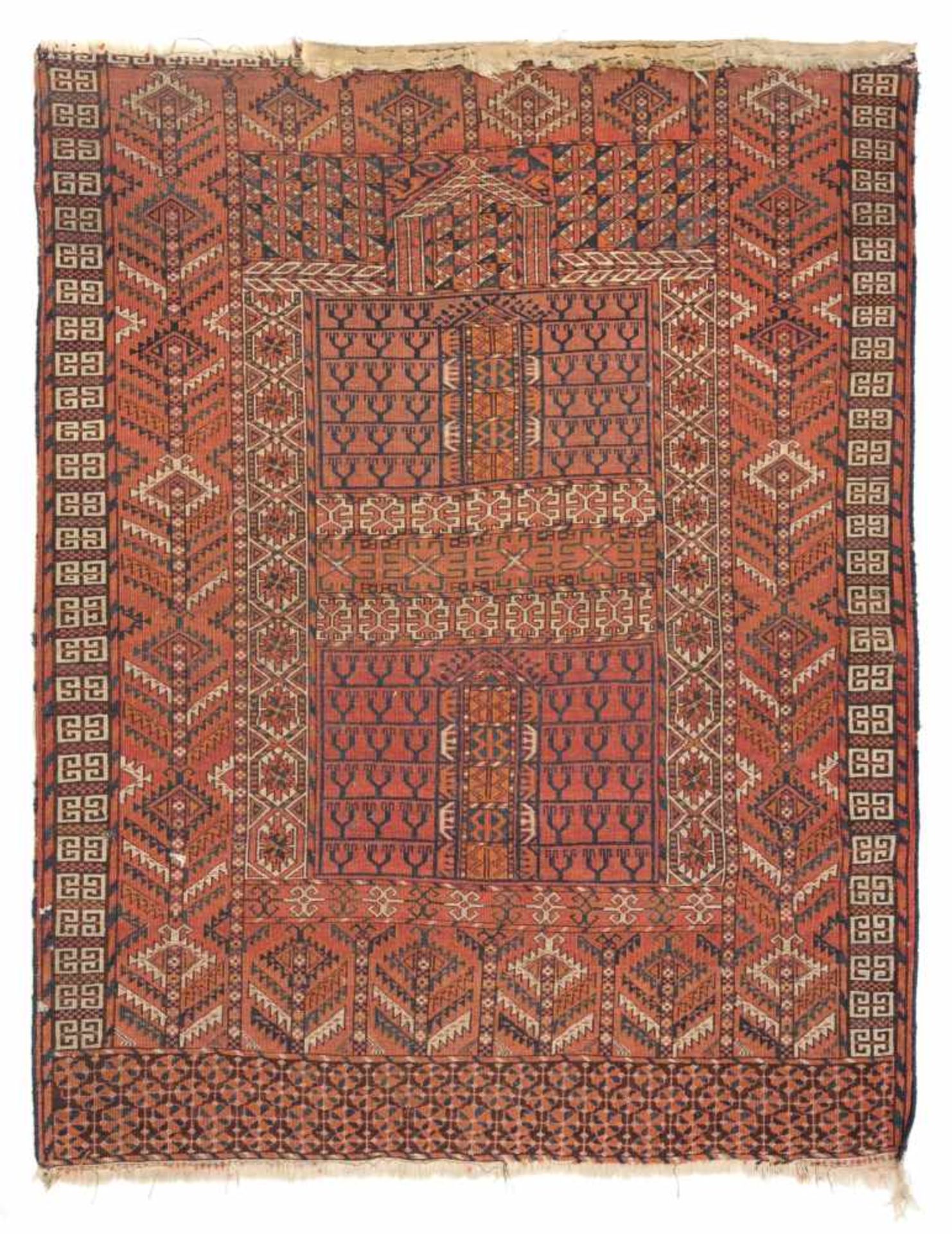 Tekke Hatschlu (Vorhang). Turkmenistan. Wohl 1. H. 20. Jh.Wolle und Baumwolle, Kurzflor. Zentrales