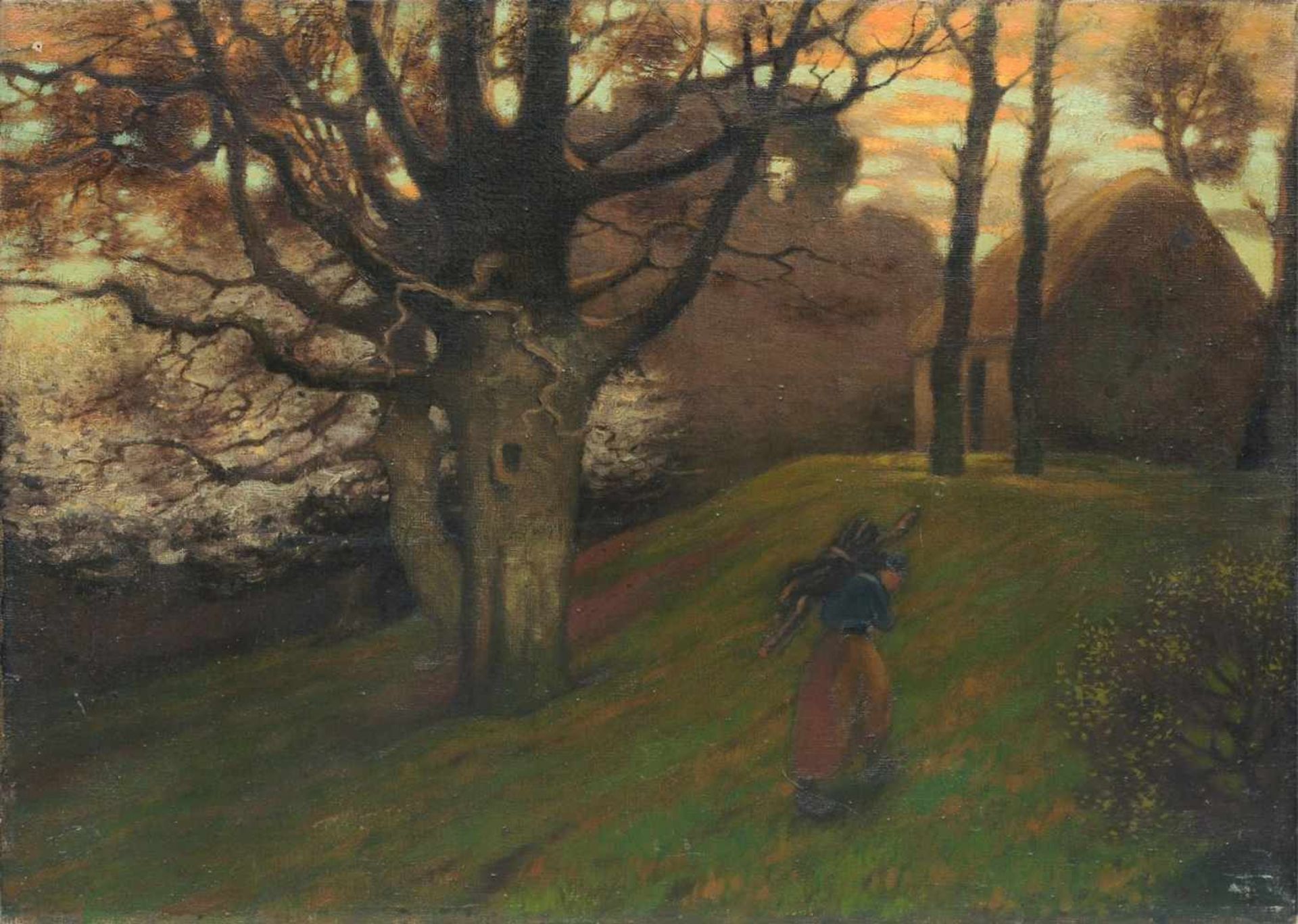 Thomas Corsan Morton "Am Abend (Frau mit Holzbündel)". 1897.Thomas Corsan Morton 1859 Glasgow  1928