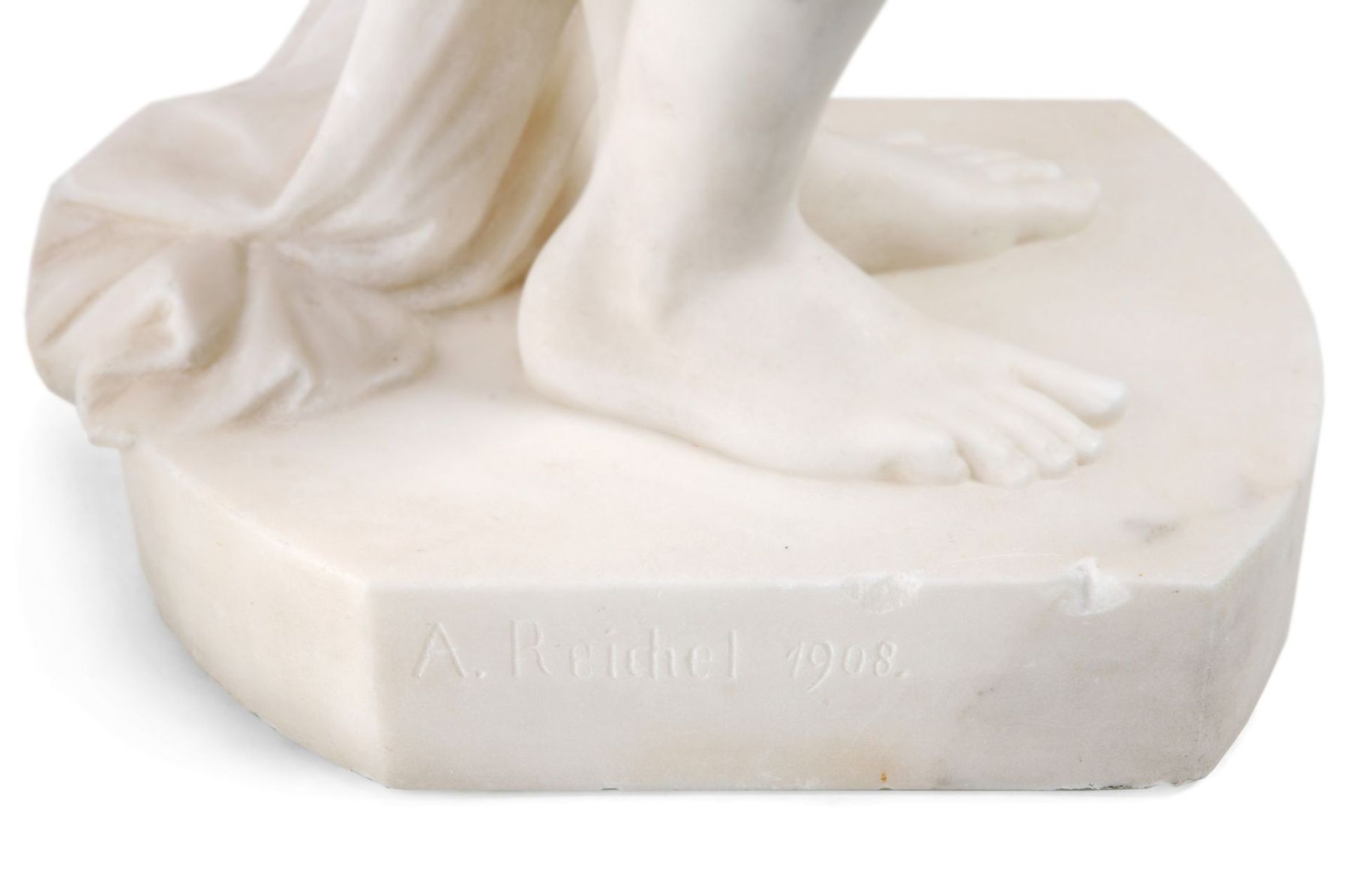 Alfred Reichel "Hygieia". 1908.Alfred Reichel 1856 Gnadenfeld  1928 BerlinAlabaster. Seitlich auf - Image 5 of 5