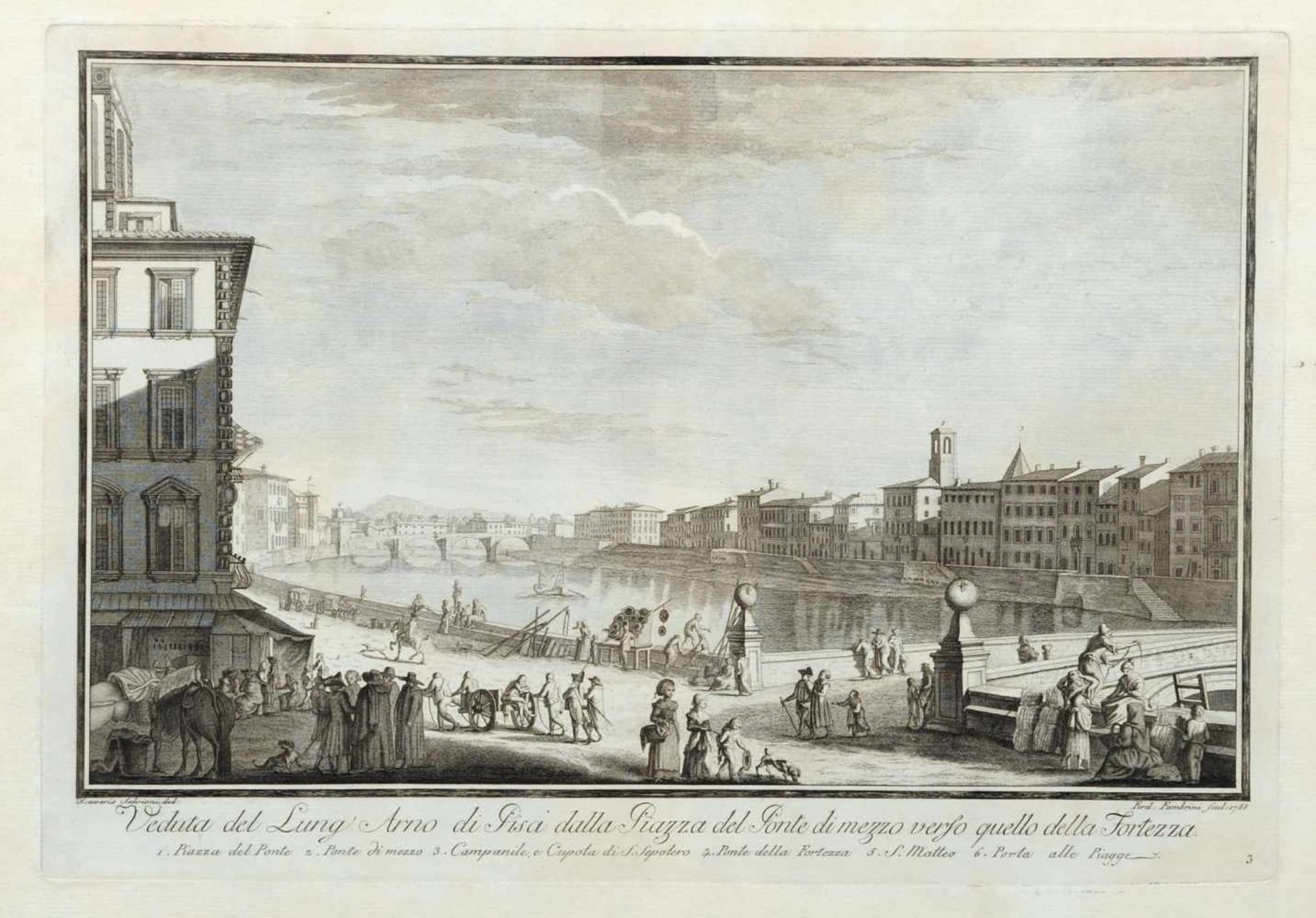 Ferdinando Fambrini, Zwölf Ansichten von Pisa. 1788.Ferdinando Fambrini Erste Erw. 1764  letzte - Bild 3 aus 12