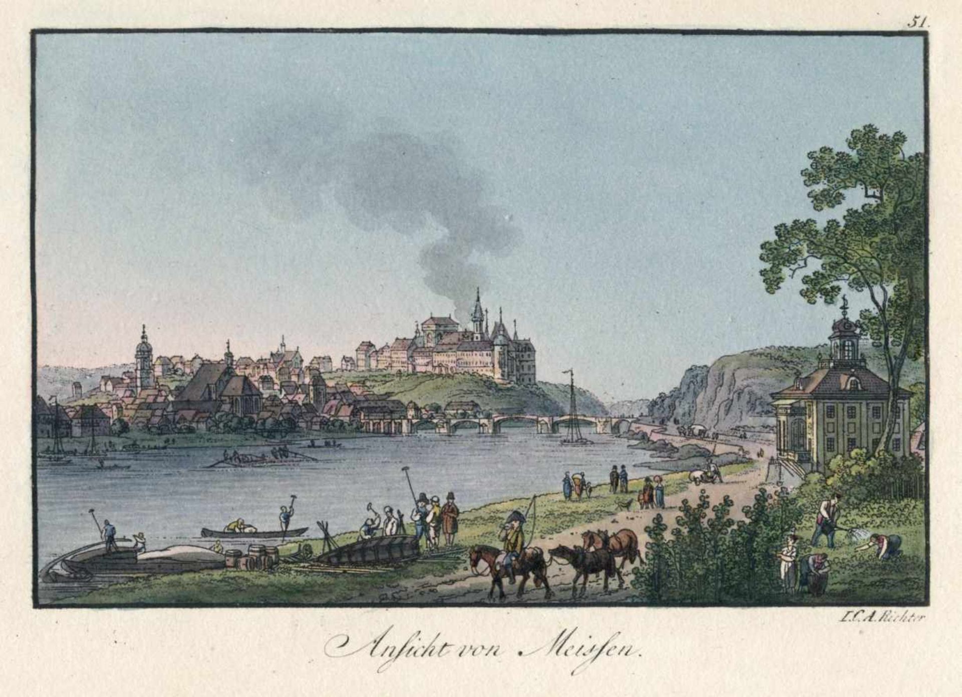 Johann Carl August Richter "Ansicht von Meißen". Um 1830.<