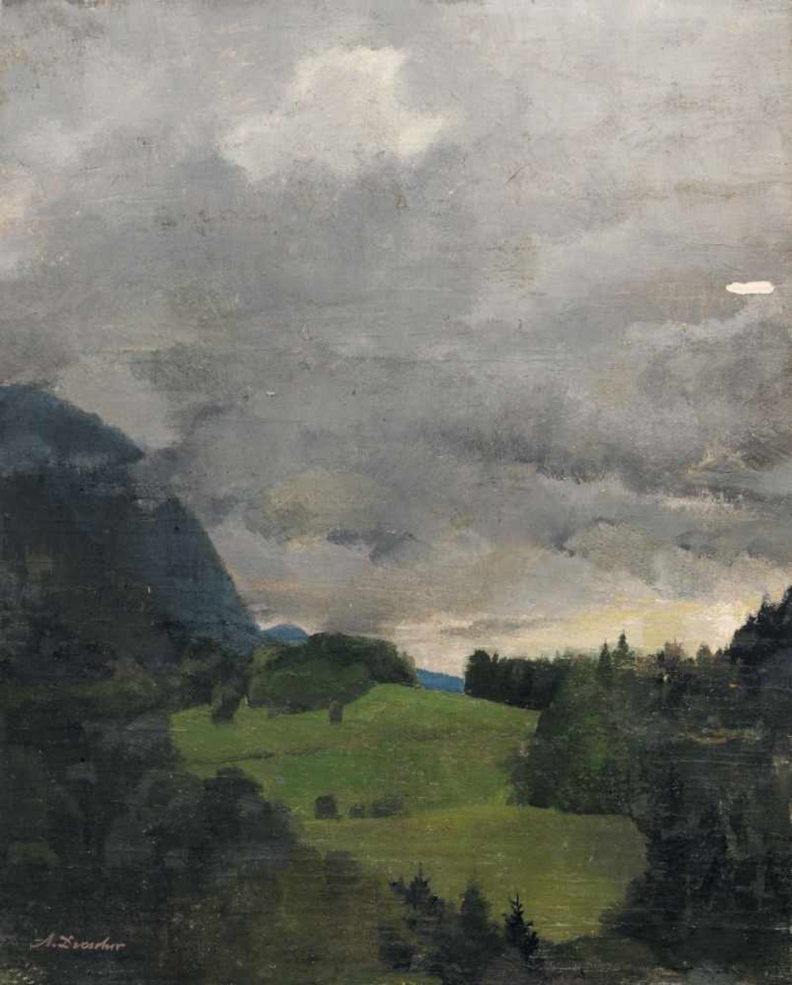 Arno Drescher, Mittelgebirgslandschaft. Mid 20th cent.