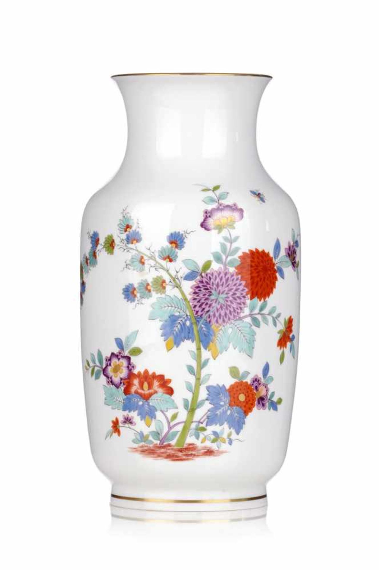 Vase "Alte indische Blumen- und Insektenmalerei". Meissen. 2nd half 20th cent.