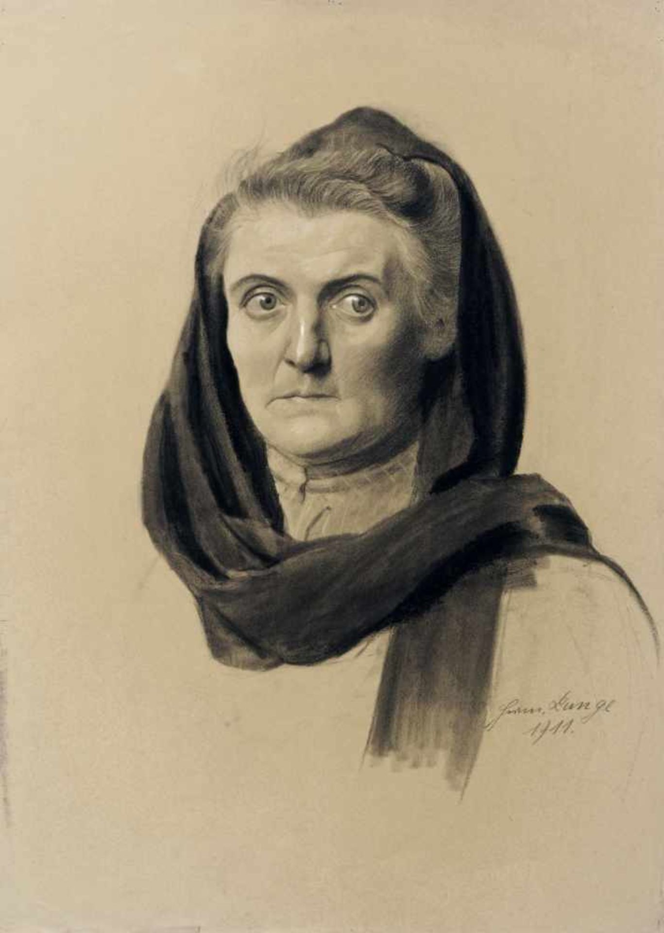 Hermann Lange, Porträt einer Frau von Carlowitz (?). 1911.<