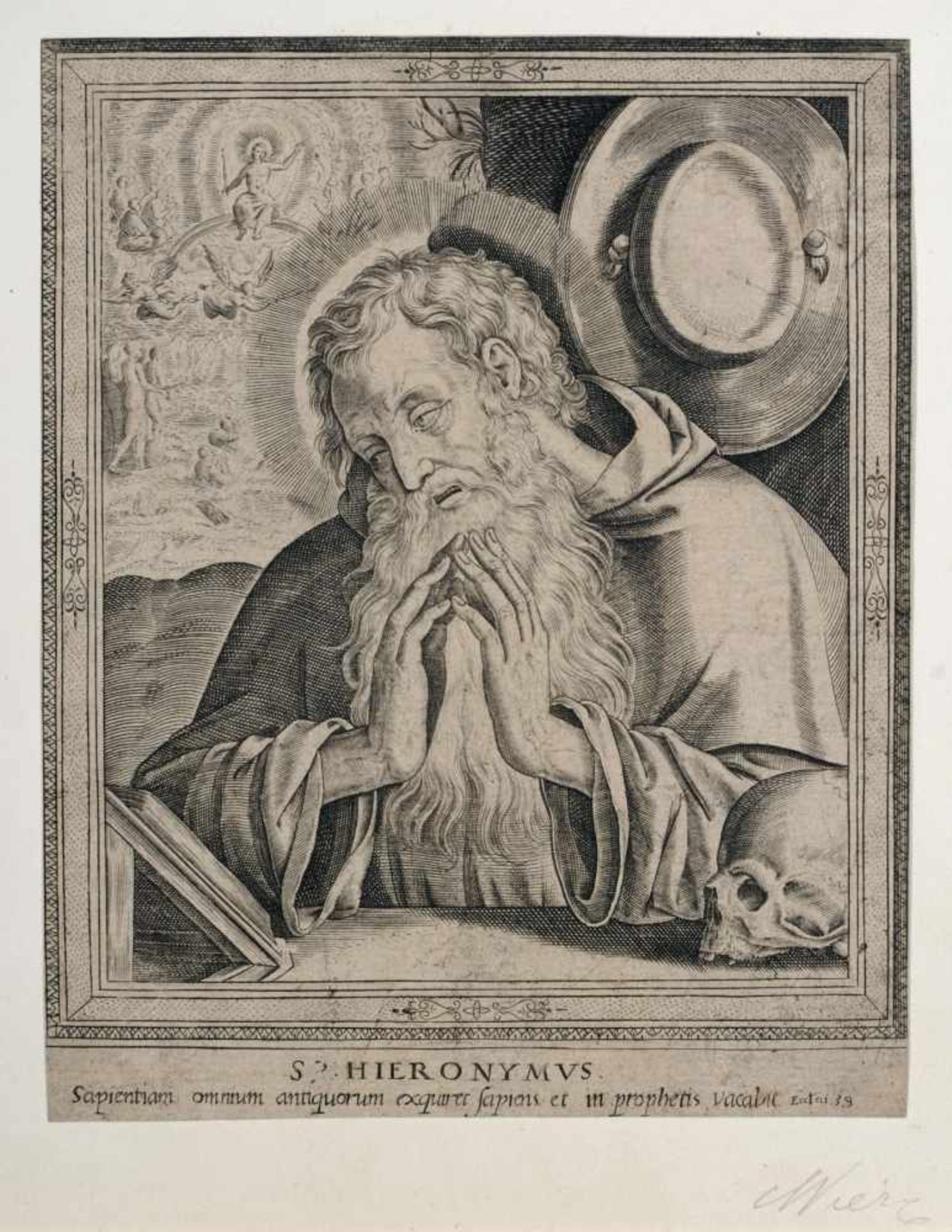 Hieronymus Wierix "Helige Hieronymus". Vor 1610.