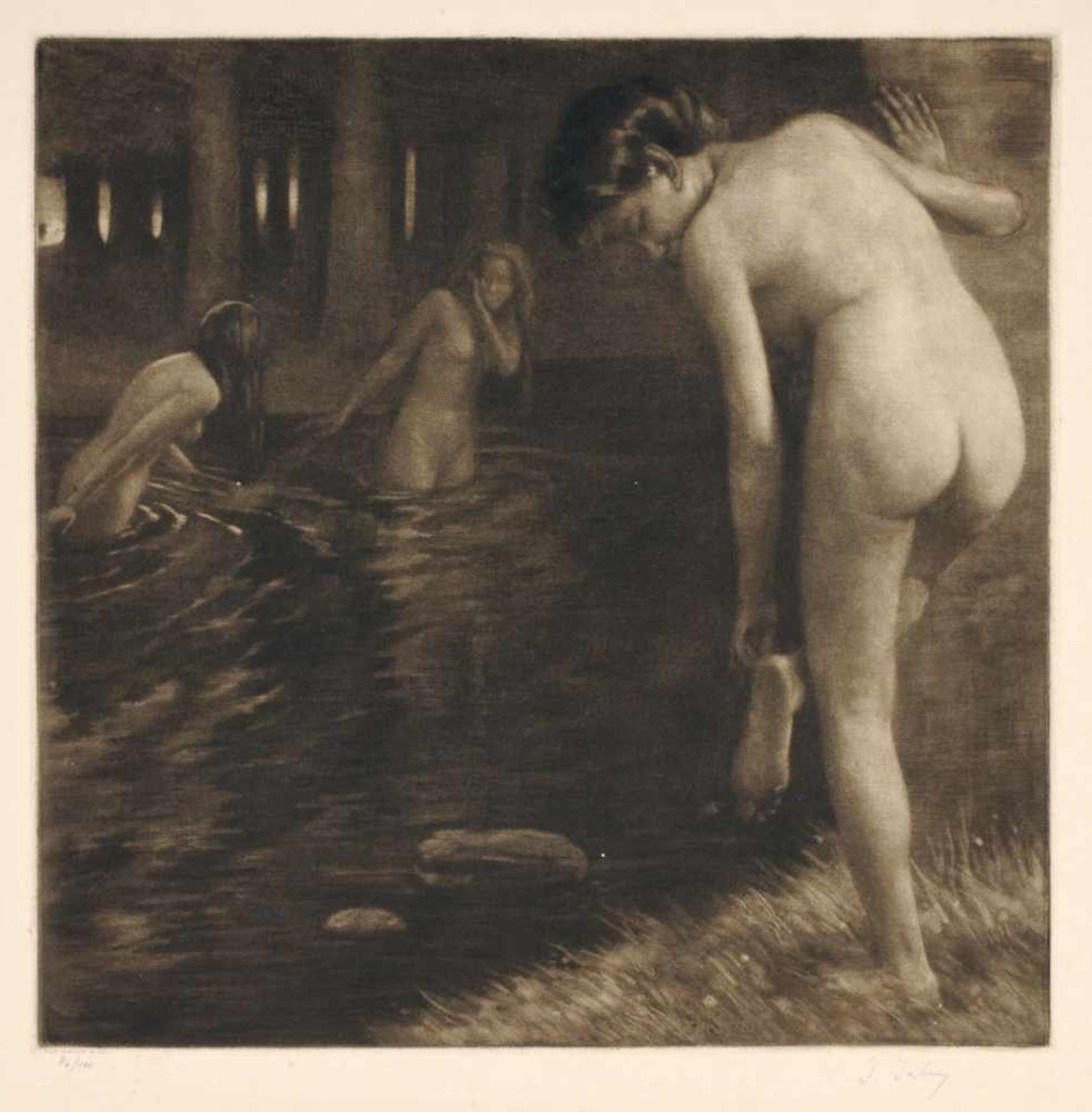 Georg Jahn "Drei Mädchenakt am Waldsee". 1909.<