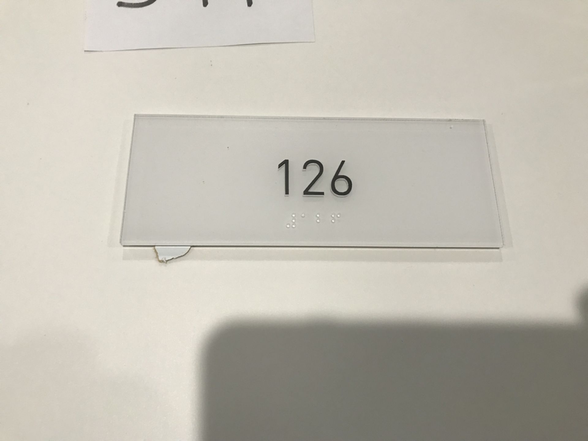 Suite Number Sign #126 , Dim. 6 in x 2 1/2 in , Location: Suite Level 100 ***Note from