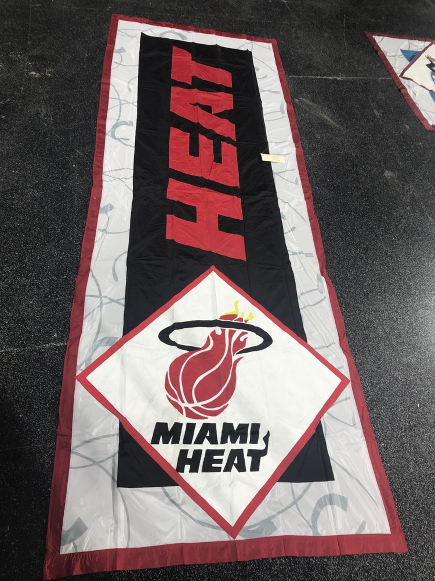 Double Sided Hand Sewn Banner "Miami Heat" , Dim. 6 ft x 16 ft , Location: Suite Level 300 ***Note