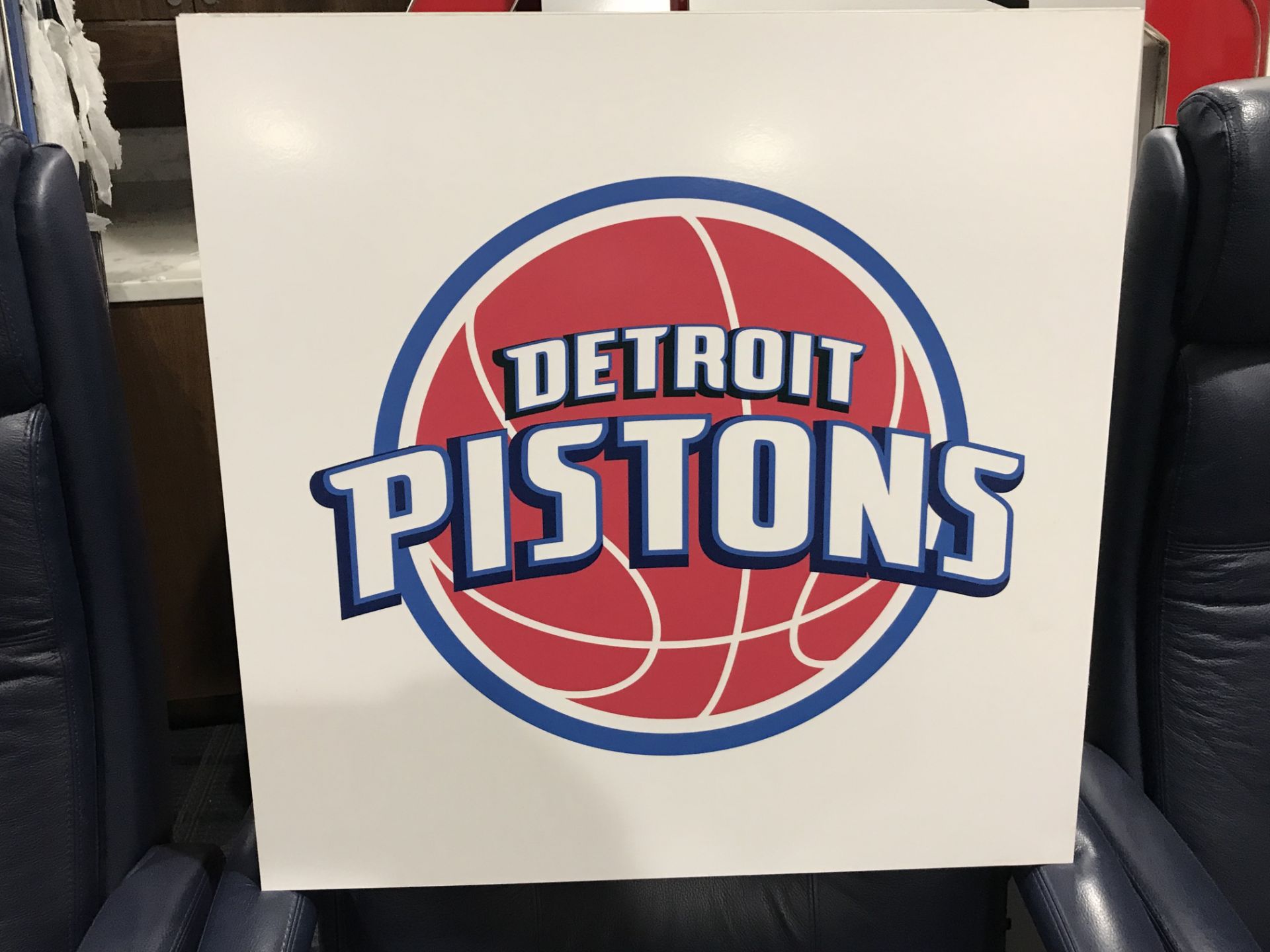 Pistons Emblem Sign , Dim. 24 in x 24 in , Location: Suite ***Note from Auctioneer***This lot will