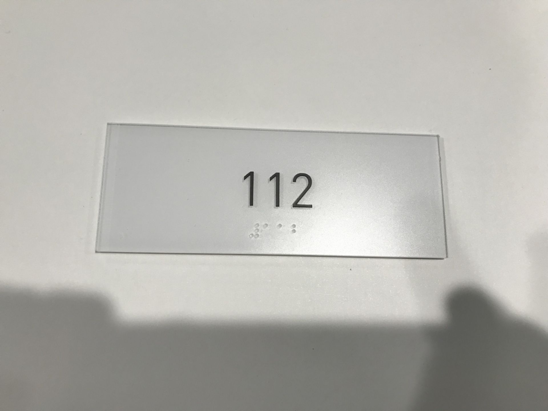 Suite Number Sign #112 , Dim. 6 in x 2 1/2 in , Location: Suite Level 100 ***Note from