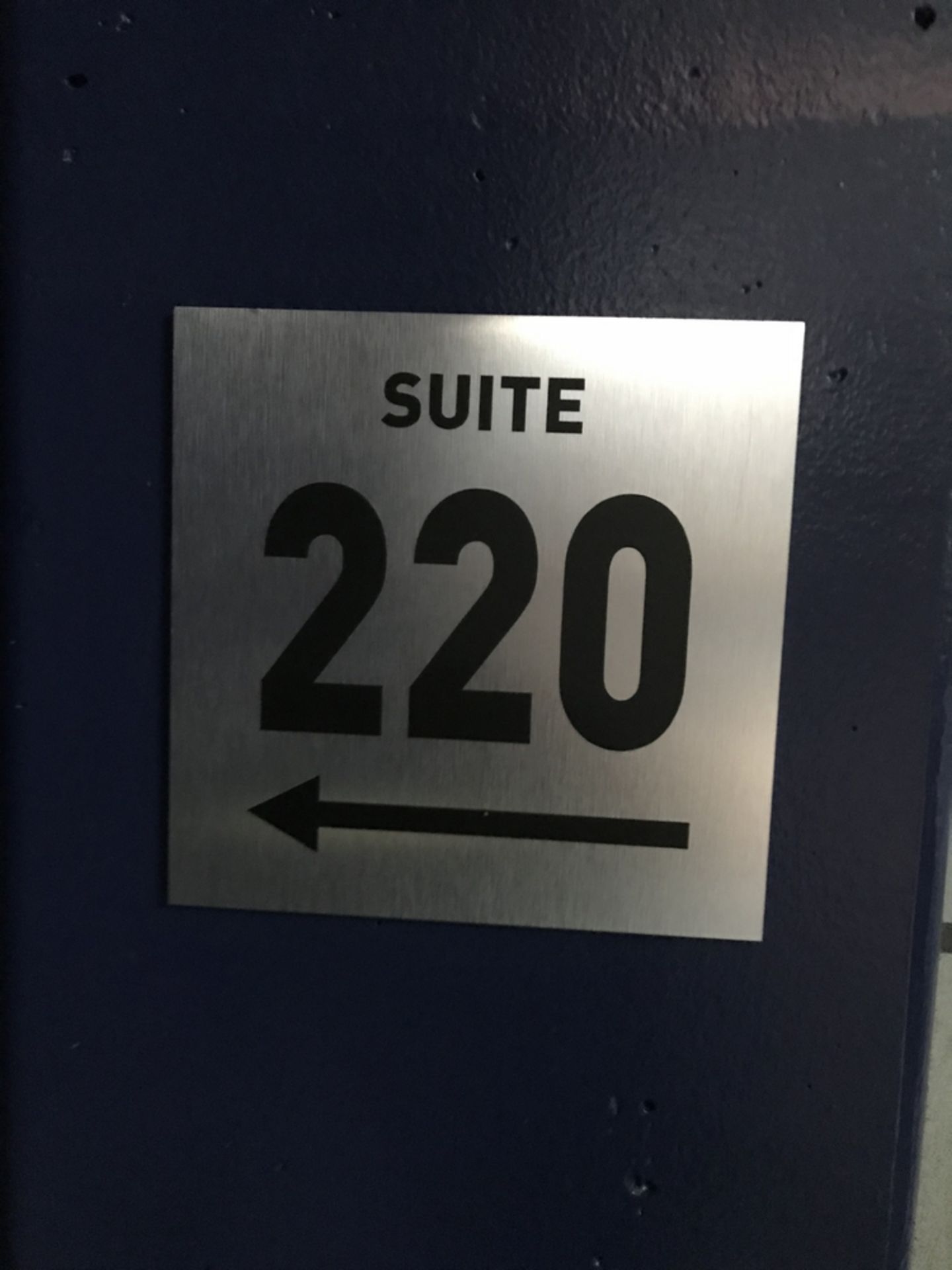 Suite Sign #220 , Dim. 12 in x 12 in , Location: Concourse ***Note from Auctioneer***This lot will
