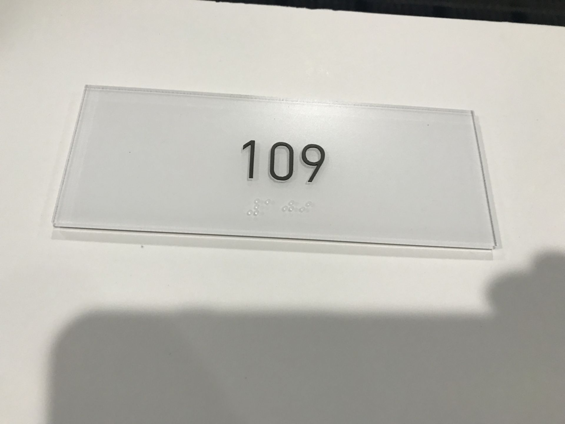 Suite Number Sign #109 , Dim. 6 in x 2 1/2 in , Location: Suite Level 100 ***Note from