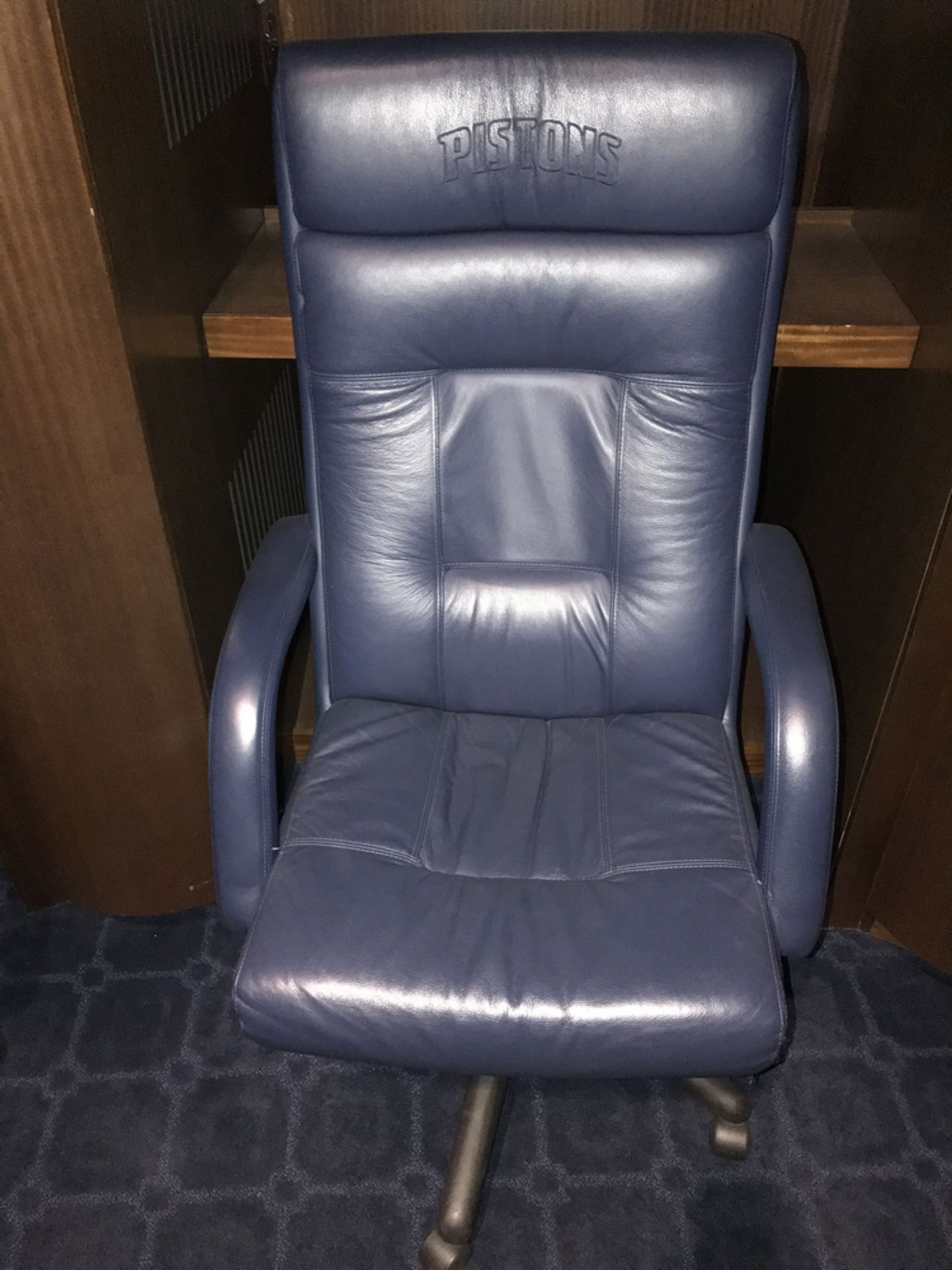 Player Chair w/Piston Logo From , Dim. 30 in w x 49 in h , Location: Locker Room ***Note from