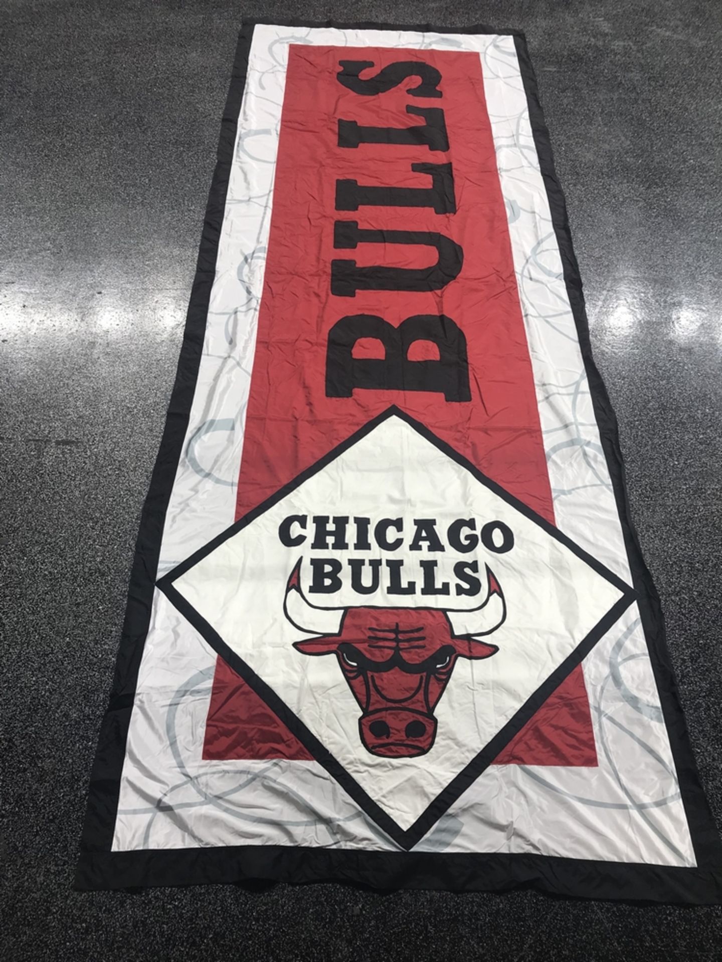 Double Sided Hand Sewn Banner "Chicago Bulls" , Dim. 6 ft x 16 ft , Location: Arena ***Note from