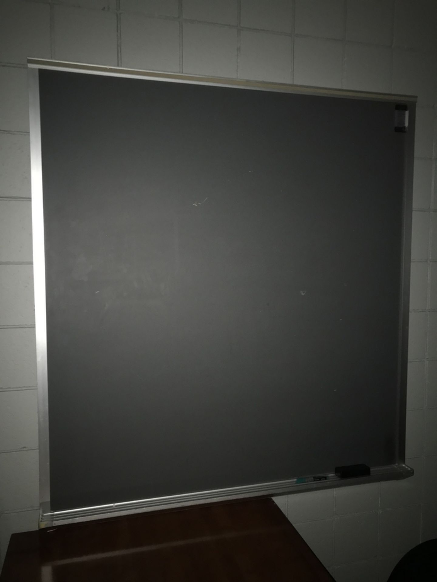 Chalk Board from Officials Locker , Dim. 54 in x 57 in , Location: Officials Lockers Room ***Note