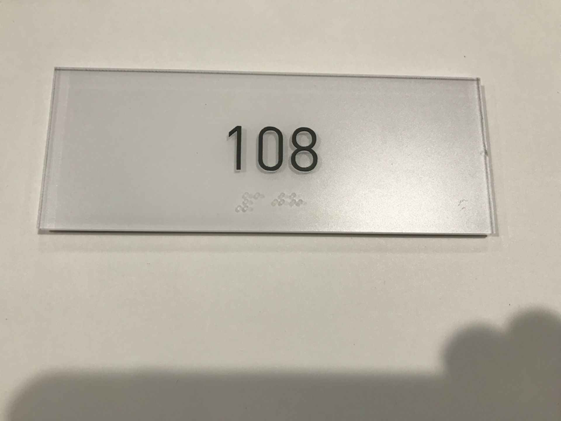Suite Number Sign #108 , Dim. 6 in x 2 1/2 in , Location: Suite Level 100 ***Note from