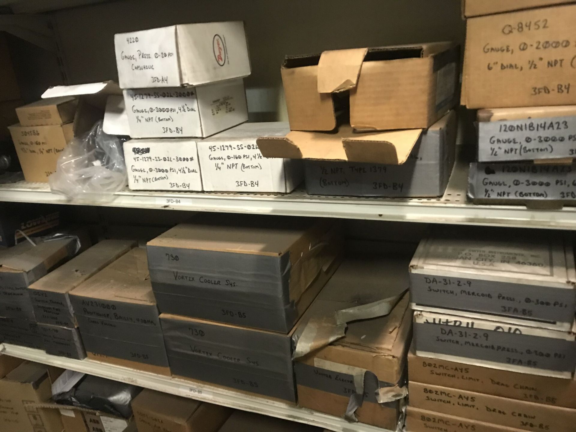 Shelving w/ Brakes, Motor Controllers, Electrical Components thermocouples, Thermoneters, Switches - Image 11 of 13