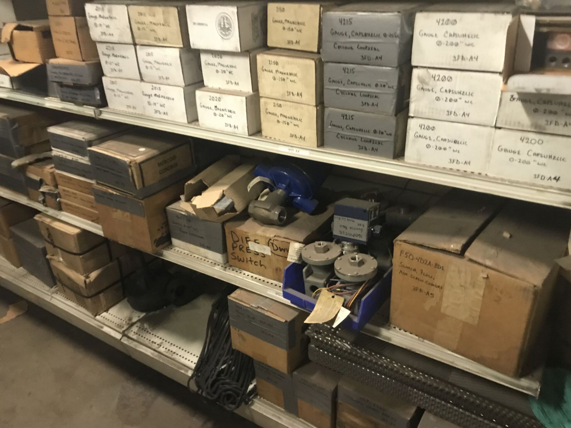 Shelving w/ Brakes, Motor Controllers, Electrical Components thermocouples, Thermoneters, Switches - Image 10 of 13