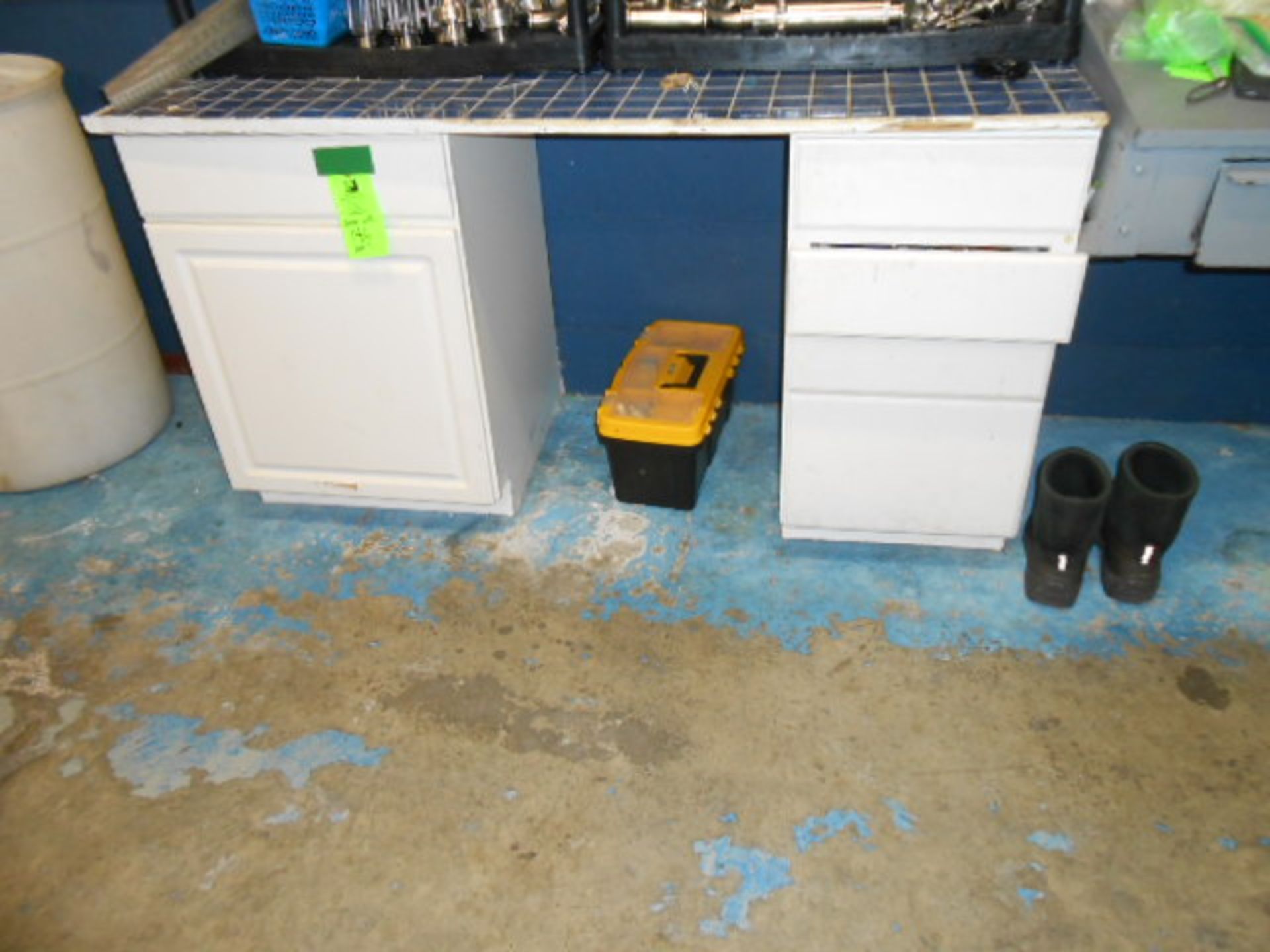 LOT of 2 , wall mount workstation 34 in w x 30 d and workbench 64 in w x 24 in d with storage - Image 2 of 4