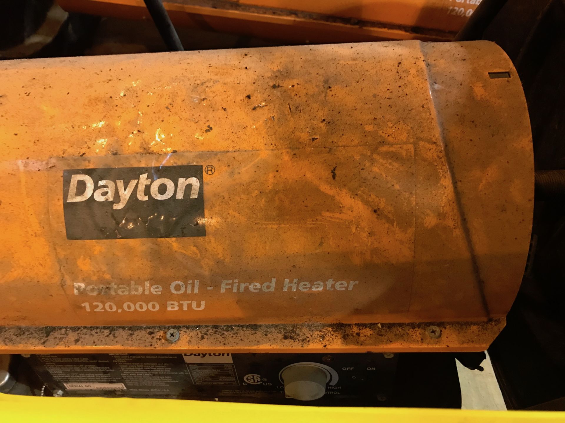 Pallet of: (2)Dayton Portable Oil Fired Heater, Model# 3VE50, 120,000 BTU AND (2) Banders - Image 2 of 7
