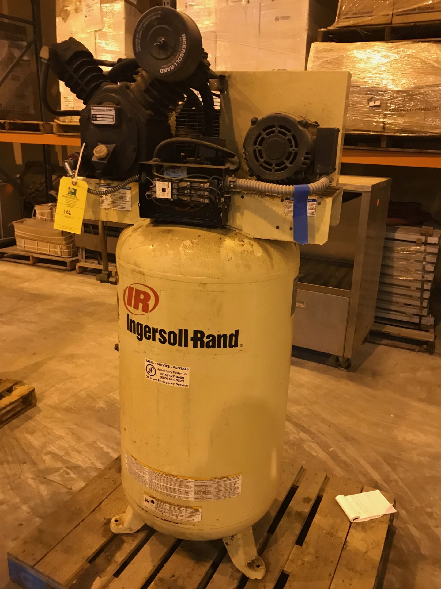 Ingersoll Rand Air Compressor, Model# 2475N75, Serial# 0308210071, 175 PSIG, 200 Volts, 25 Amps,