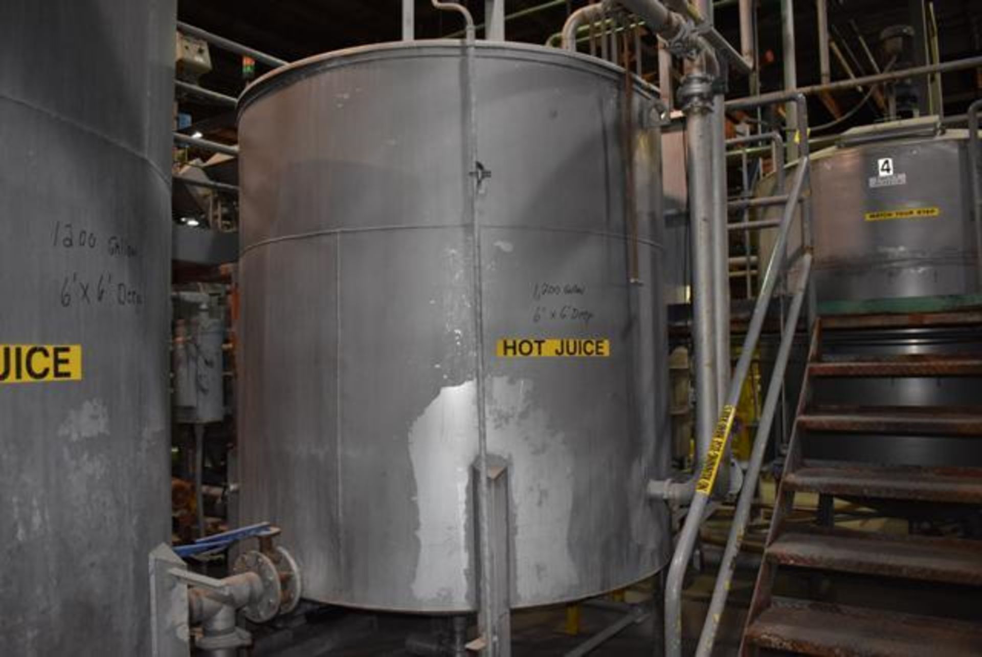 ,Stainless Steel Tank, 6 ft Diameter x 6 ft Depth/Cone Bottom, Rated 1200 Gallon, SS Leg Base,