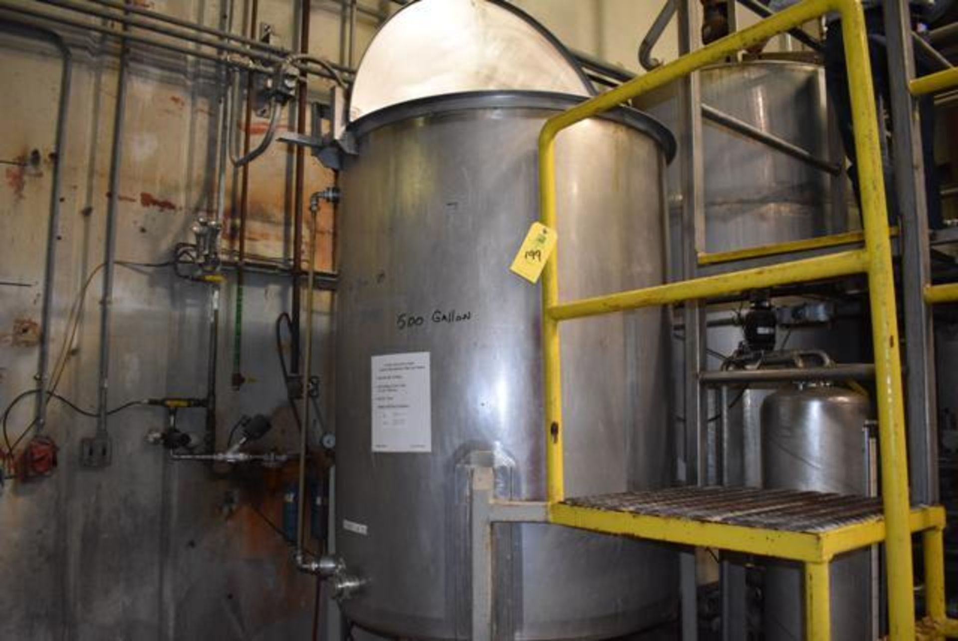 ,Stainless Steel Tank, 48 in Diameter x 60 in Depth, Rated 500 Gal. Capacity, Includes Mixer, SS Leg