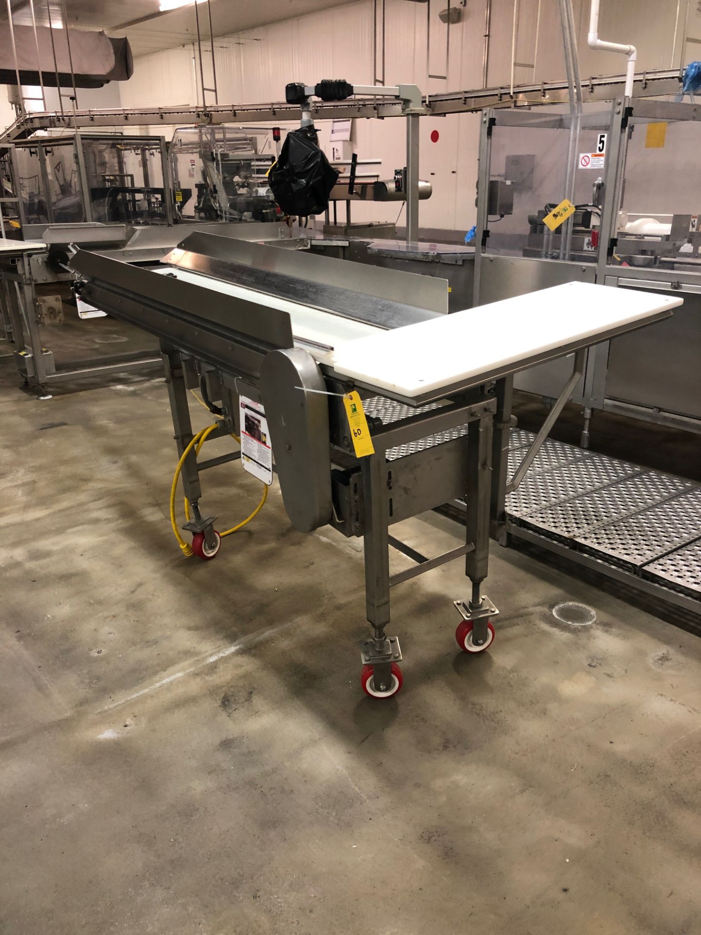 Motorized Belt Conveyor, 16" Wide Belt x 80" Length, 4-Wheel Base