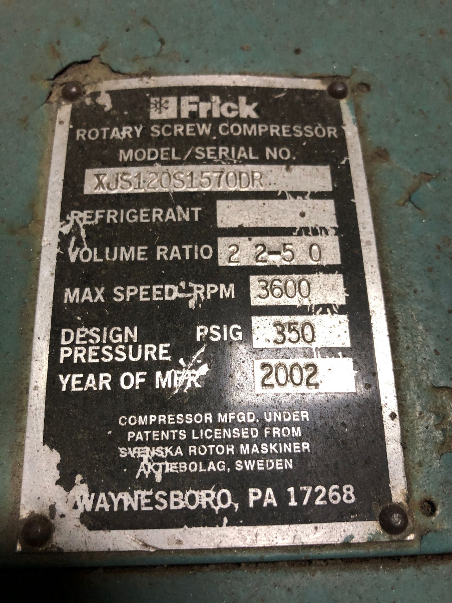York International/Frick Model #RXB Plus 75 HP Freon Compressor - Image 4 of 4
