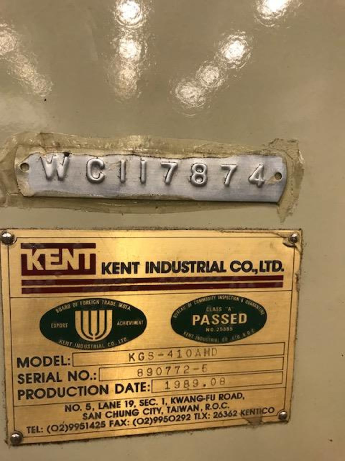 (Located In Murfreesboro TN) Kent Industrial Surface Grinder Model KGS-410AHD S/N 890772-6 Rigging F - Image 2 of 2