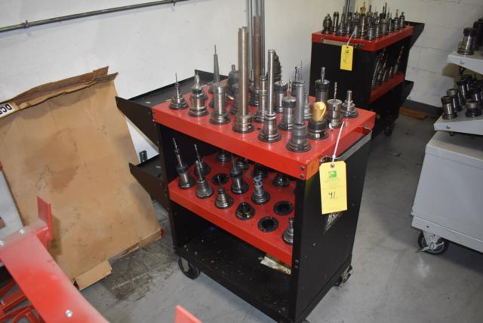 Huot Tool Scoot, 4-wheel Tooling Cart, Includes Contents (Approx. 42) Assorted CAT40 Tool Holders