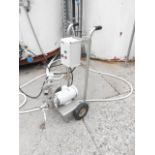 Waukesha pump carts with 3 hp motor, 230/460 vac, tri-clover connection __LOCATED: OUTSIDE CELLAR