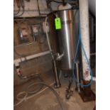 Stainless steel cone bottom vessel with lid top , 25 in diameter x 50 in deep __LOCATED: MAIN CIDERY