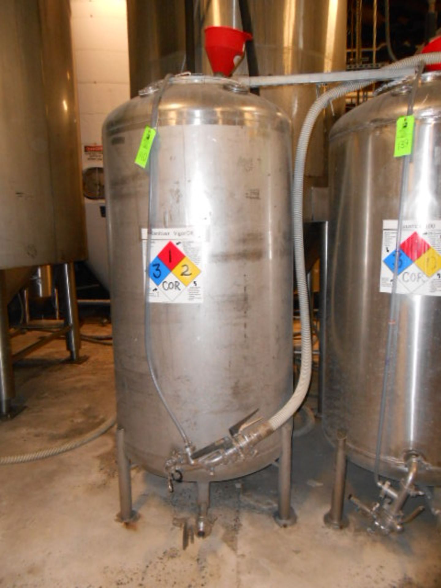 Stainless steel caustic tank, 45 in diameter x 6 ft hgt __LOCATED: MAIN CIDERY CP-1C AREA ***NOTE