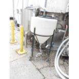 Poly plastic 60 gallon portable tank on caster __LOCATED: OUTSIDE CELLAR AREA ***NOTE FROM