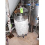 Sanimatic 50 gallon stainless steel flat bottom tank, 24 in diameter x 33 in deep __LOCATED: MAIN