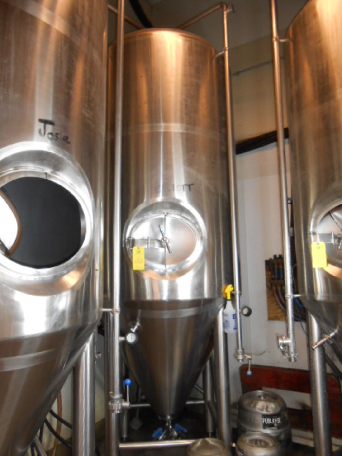 Stromberg stainless steel glycol jacket and insulated fermenter tank, 20 bbl cap, 52 in dia x 136"