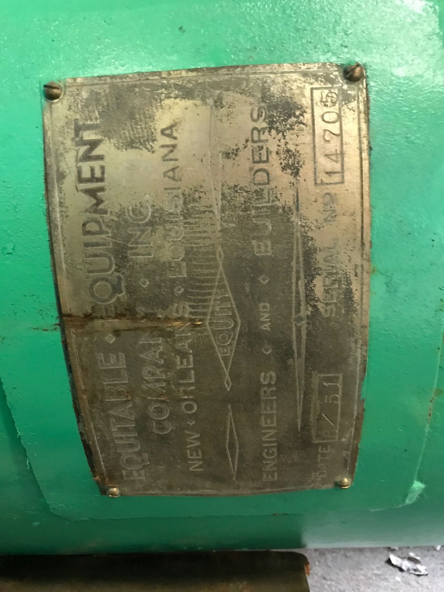 AIR HOLDING TANK, EQUITABLE EQUIPMENT CO, SER# 14705, DATED 06/1951, APPROXIMATELY 100 GALLON - Image 3 of 4