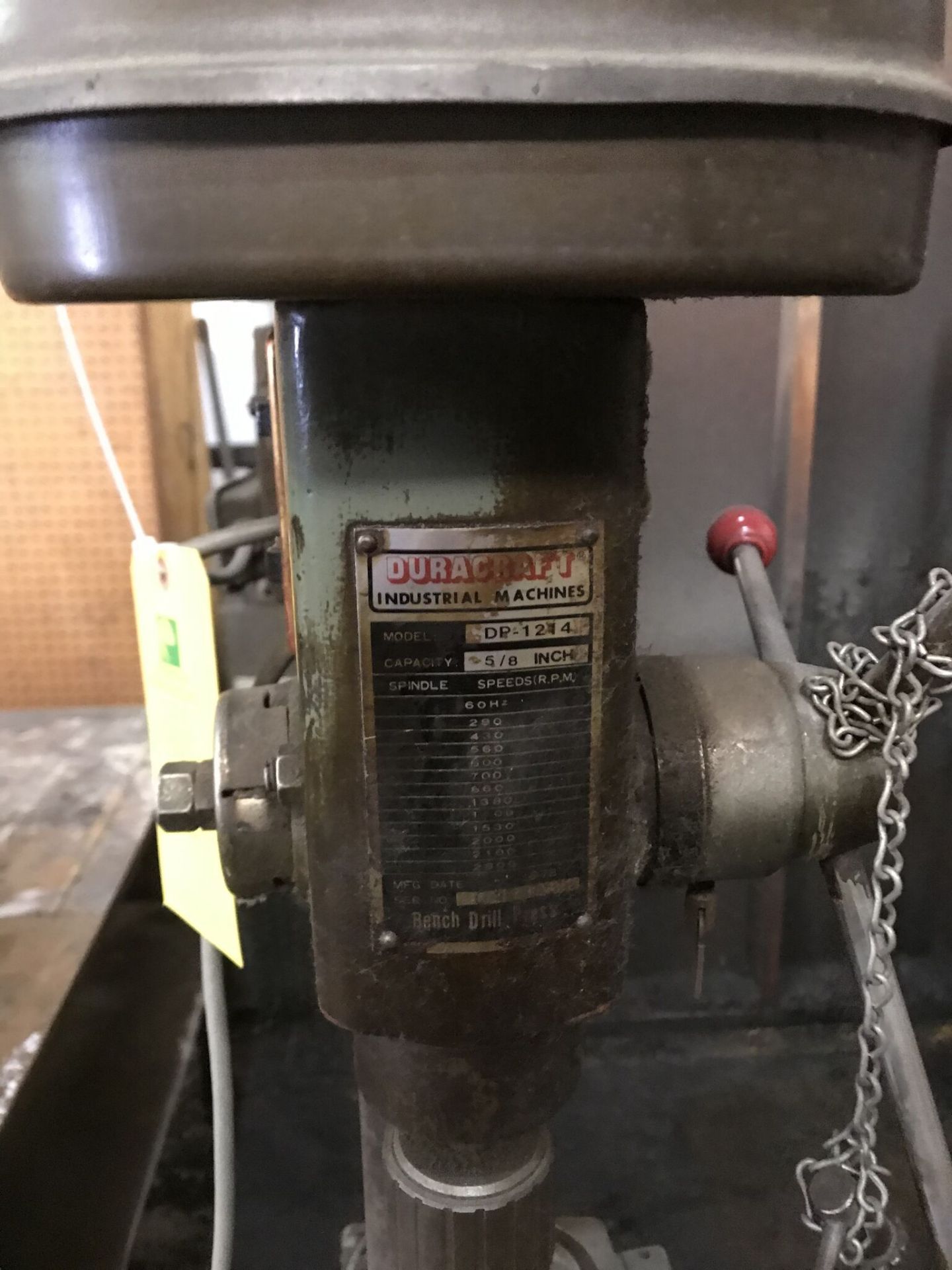 Duracraft Drill Press, Model #DP-1214, Capacity 5/8 inch, S/N #044188 - Image 3 of 3